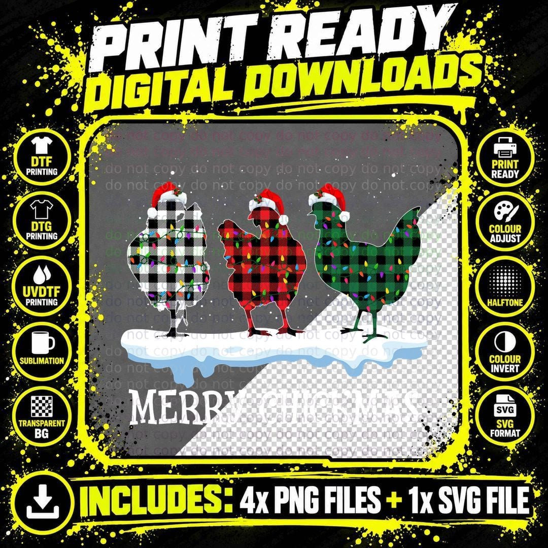 Merry Chickmas Matching Family Christmas Hoodie Png SVG Digital Bundle