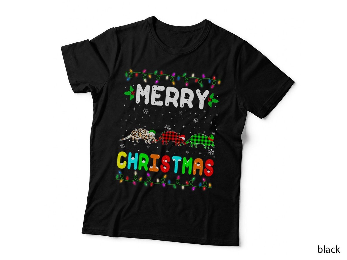 Merry Christmas Armadillo Santa Elf T-Shirt, Festive Holiday Print