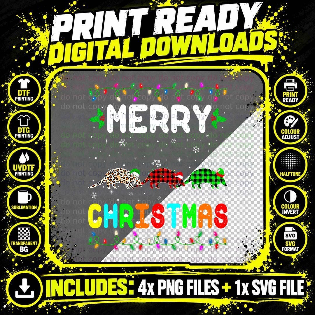Merry Christmas Armadillo Santa Elf T-Shirt Png SVG Digital Bundle