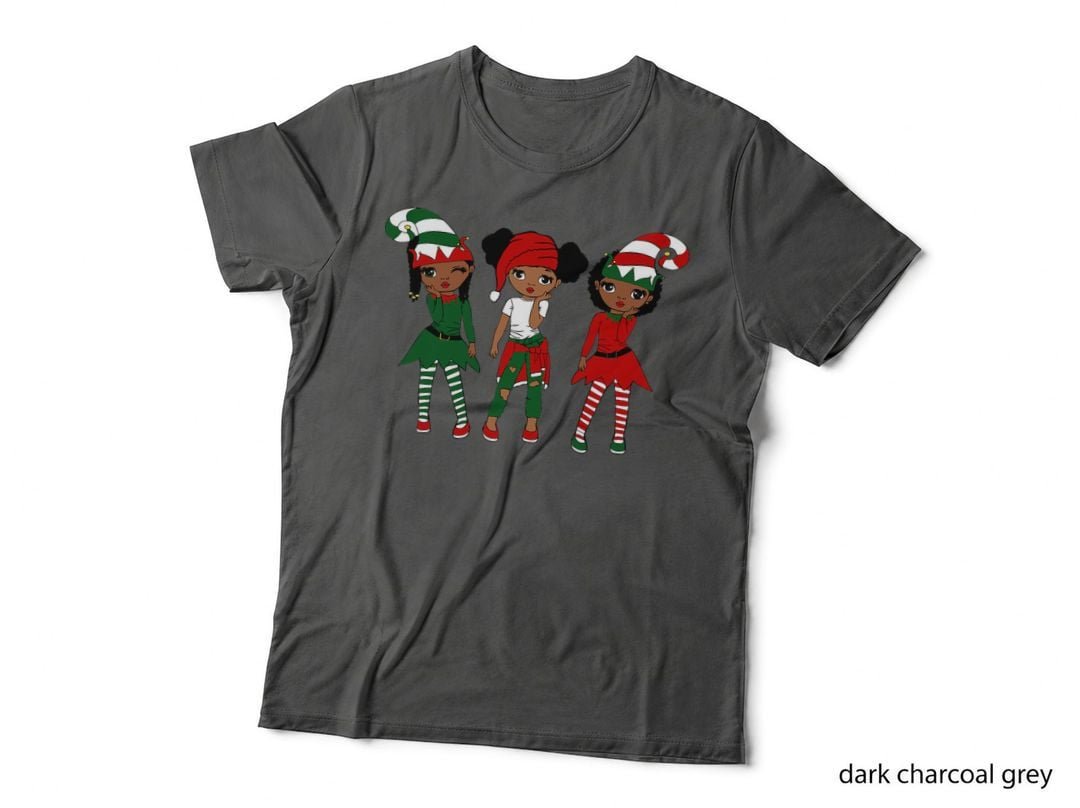Merry Christmas Black Afro African Santa Hat ELF Melanin Kid T-Shirt
