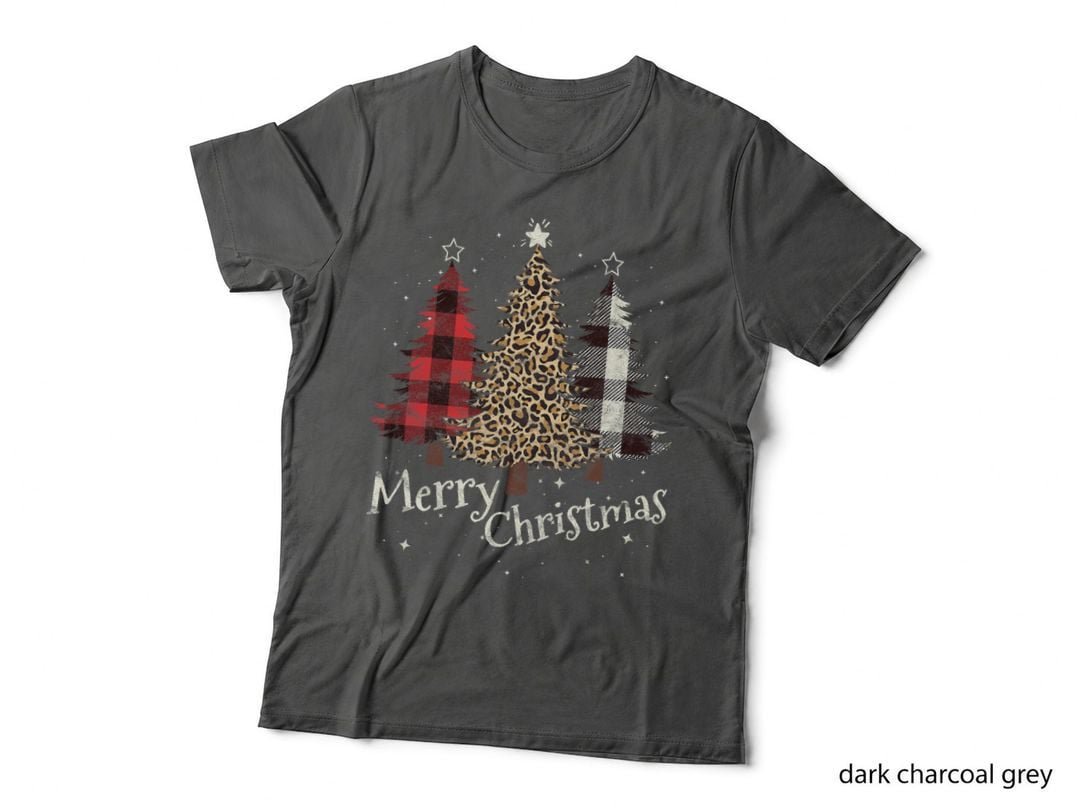 Merry Christmas Buffalo Plaid Tree T-Shirt, Festive Holiday Print
