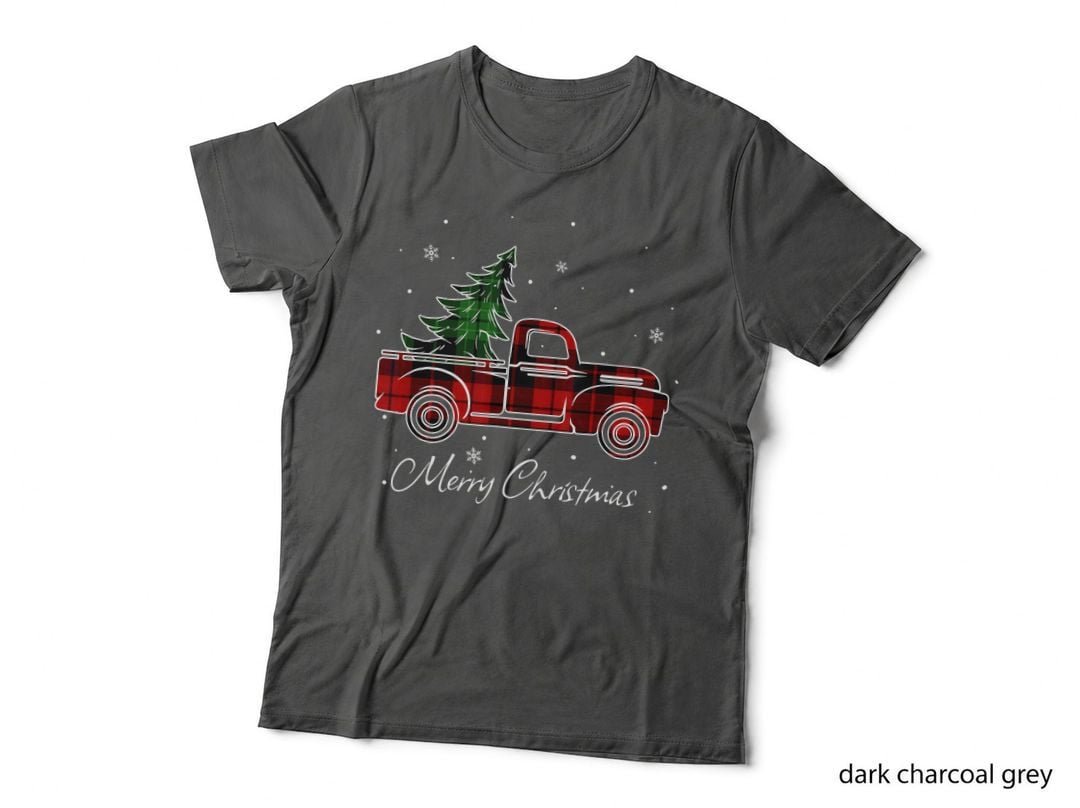 Merry Christmas Buffalo Truck Tree Red Plaid T-Shirt