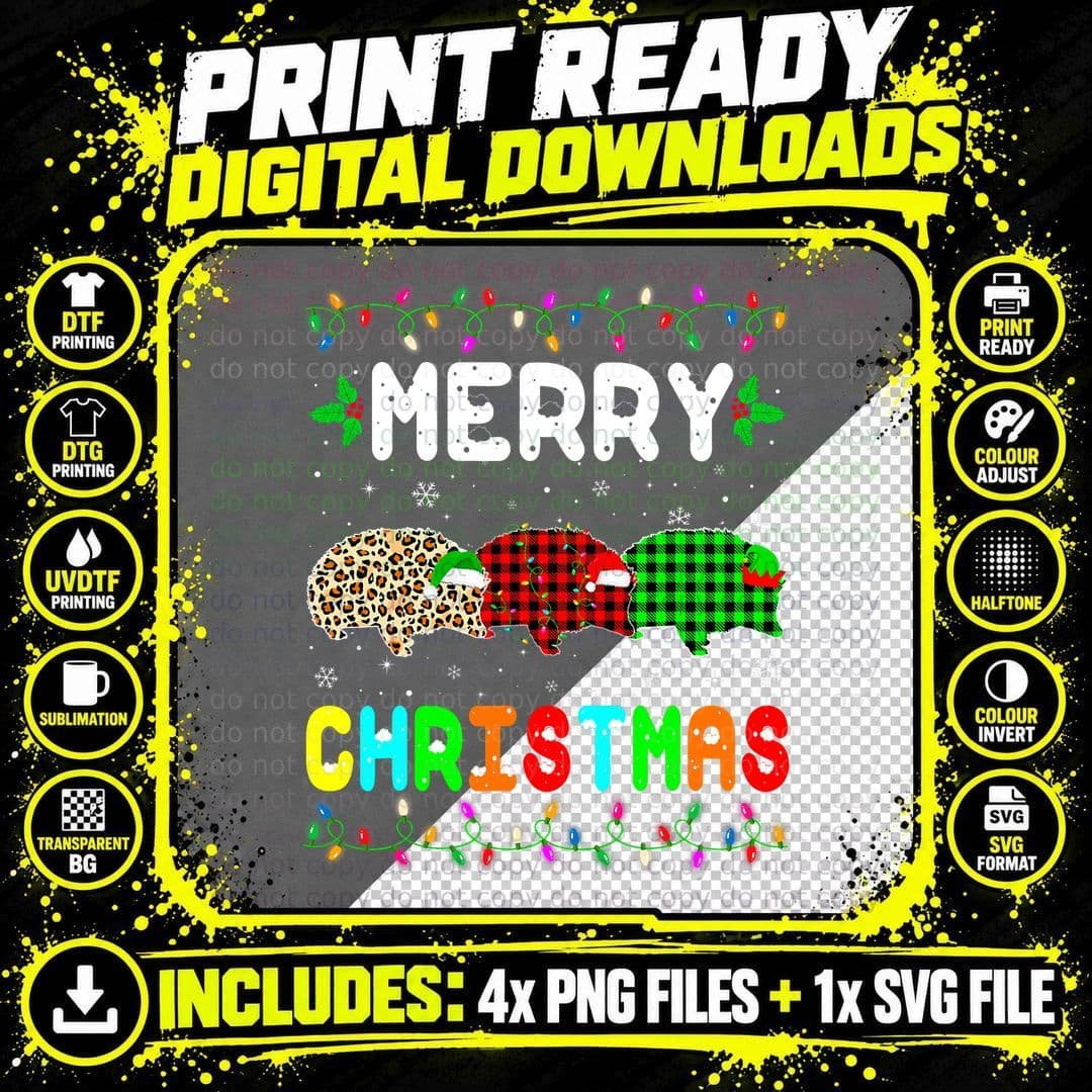 Merry Christmas Hedgehog Santa Elf T-Shirt Png SVG Digital Bundle