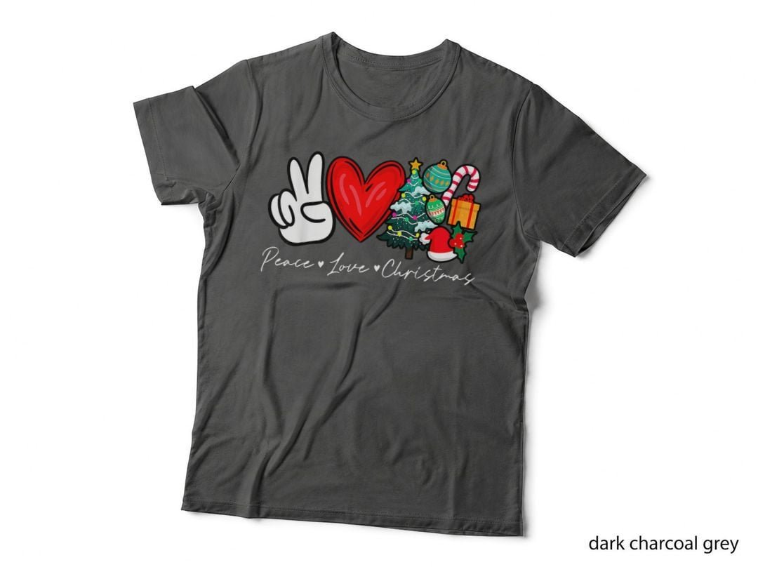 Peace Love Christmas Heart XMAS T-Shirt, Holiday Festive, Christmas Apparel