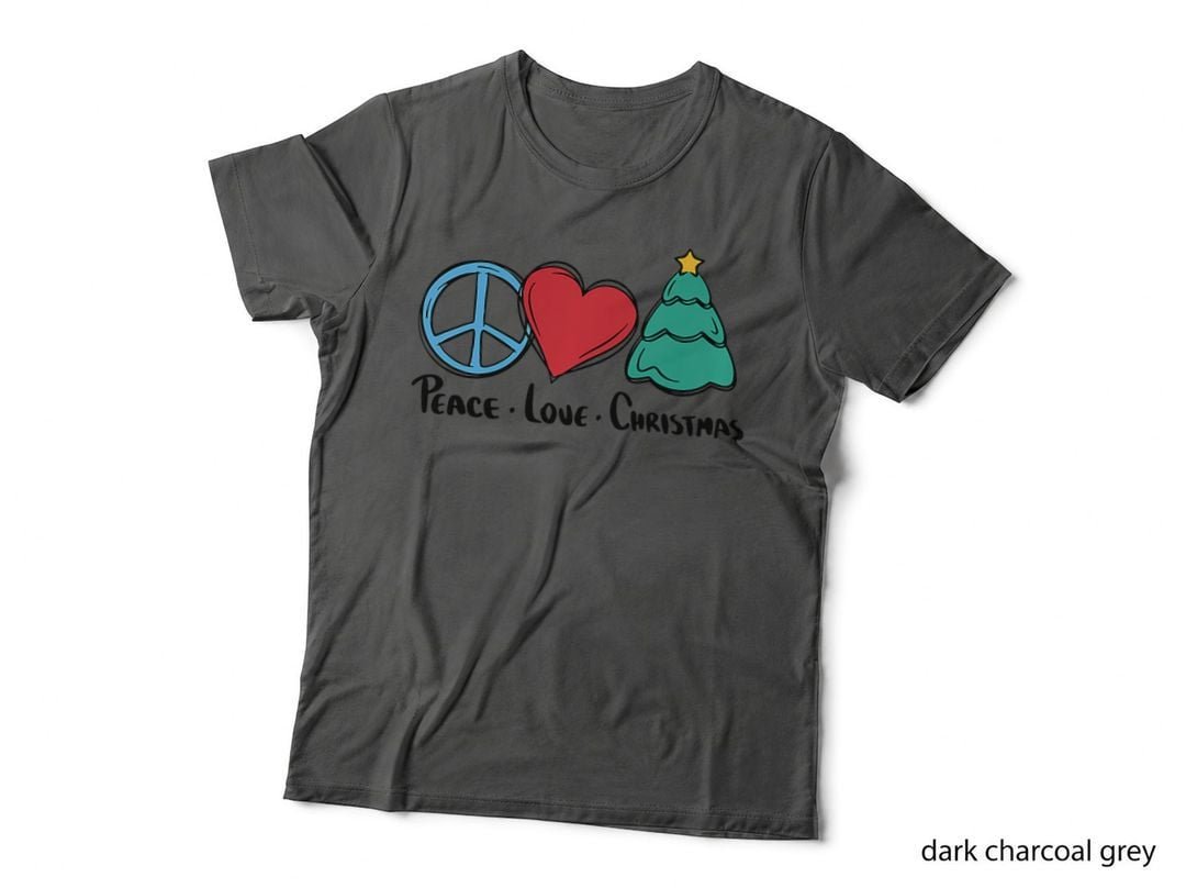 Peace Love Christmas Holiday T-Shirt, Festive Holiday Print