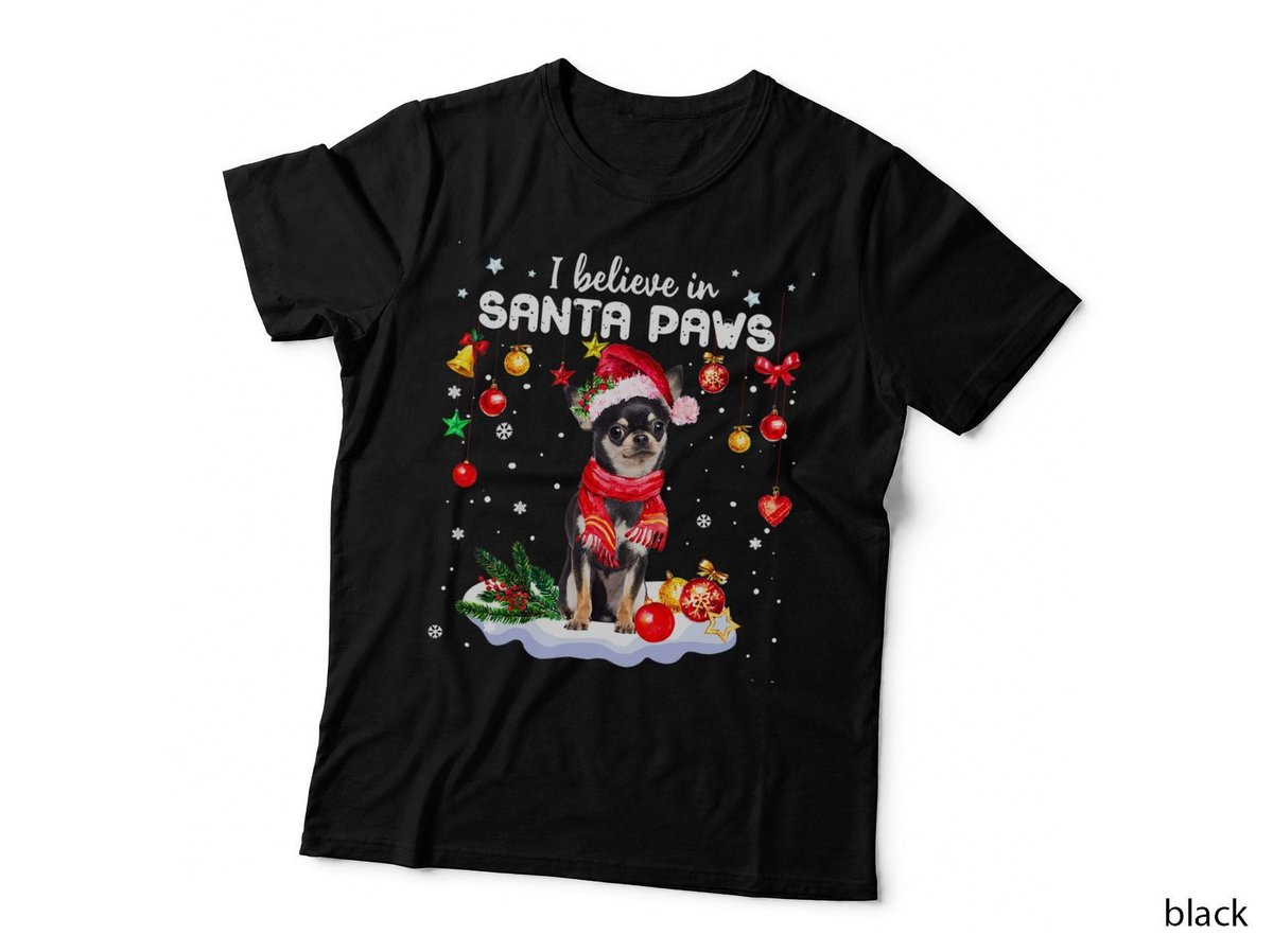 Santa Paws Chihuahua Christmas T-Shirt, Festive Holiday Style