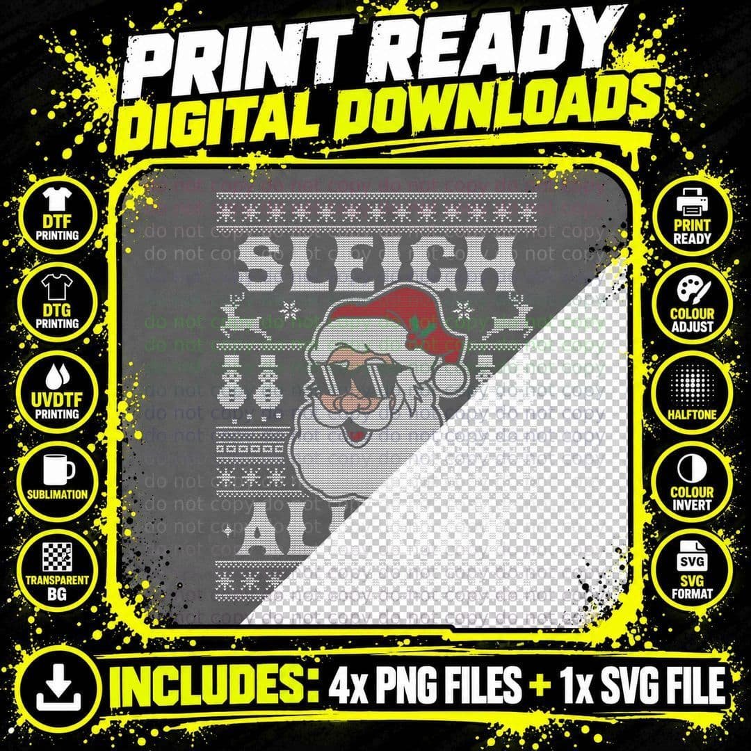 Santa's Sleigh Pullover Hoodie, Christmas Holiday Png SVG Digital Bundle