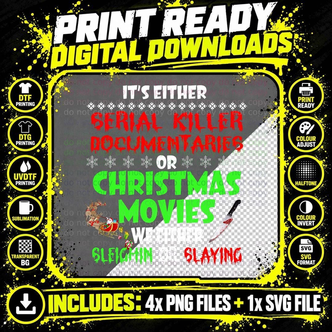 Serial Killer Documentaries Christmas Movies T-Shirt Png SVG Digital Bundle