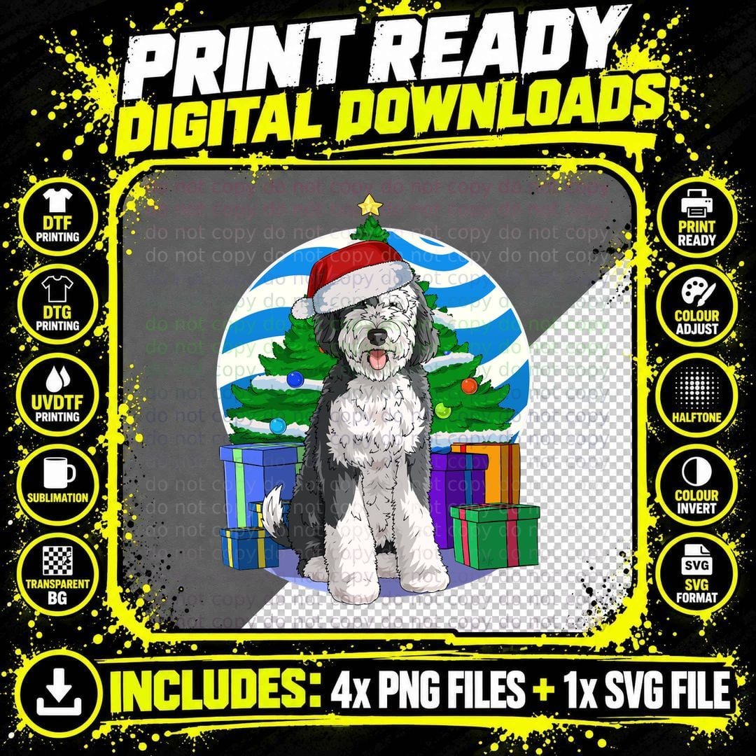 Sheepadoodle Santa Christmas Sweatshirt Png SVG Digital Bundle