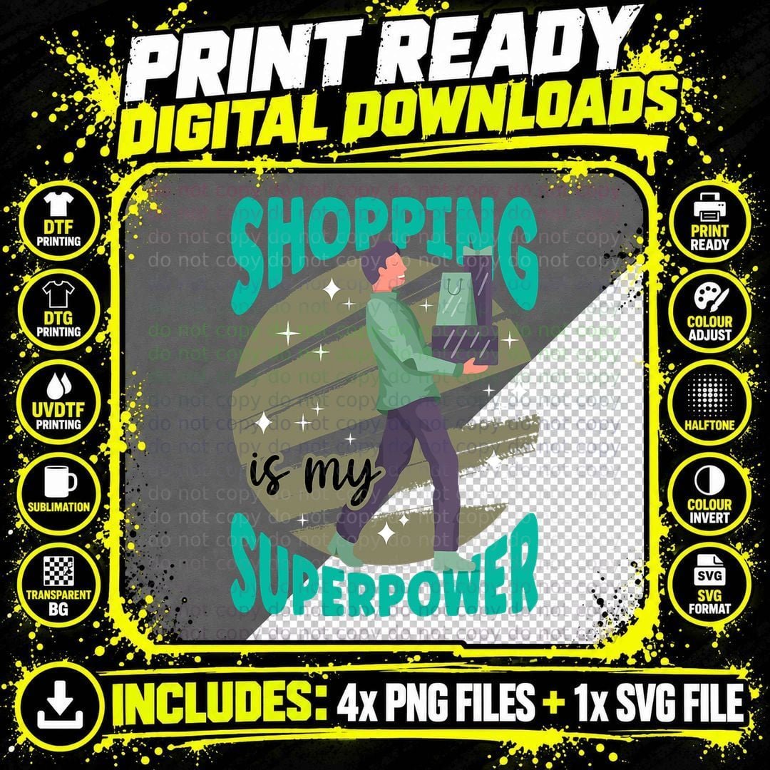 Shopping Is My Superpower T-Shirt, Christmas Holiday Png SVG Digital Bundle