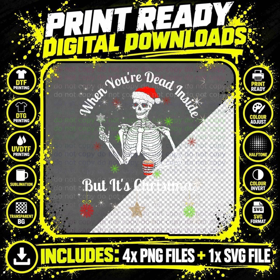 Skeleton Christmas T-Shirt, Holiday Humor Png SVG Digital Bundle