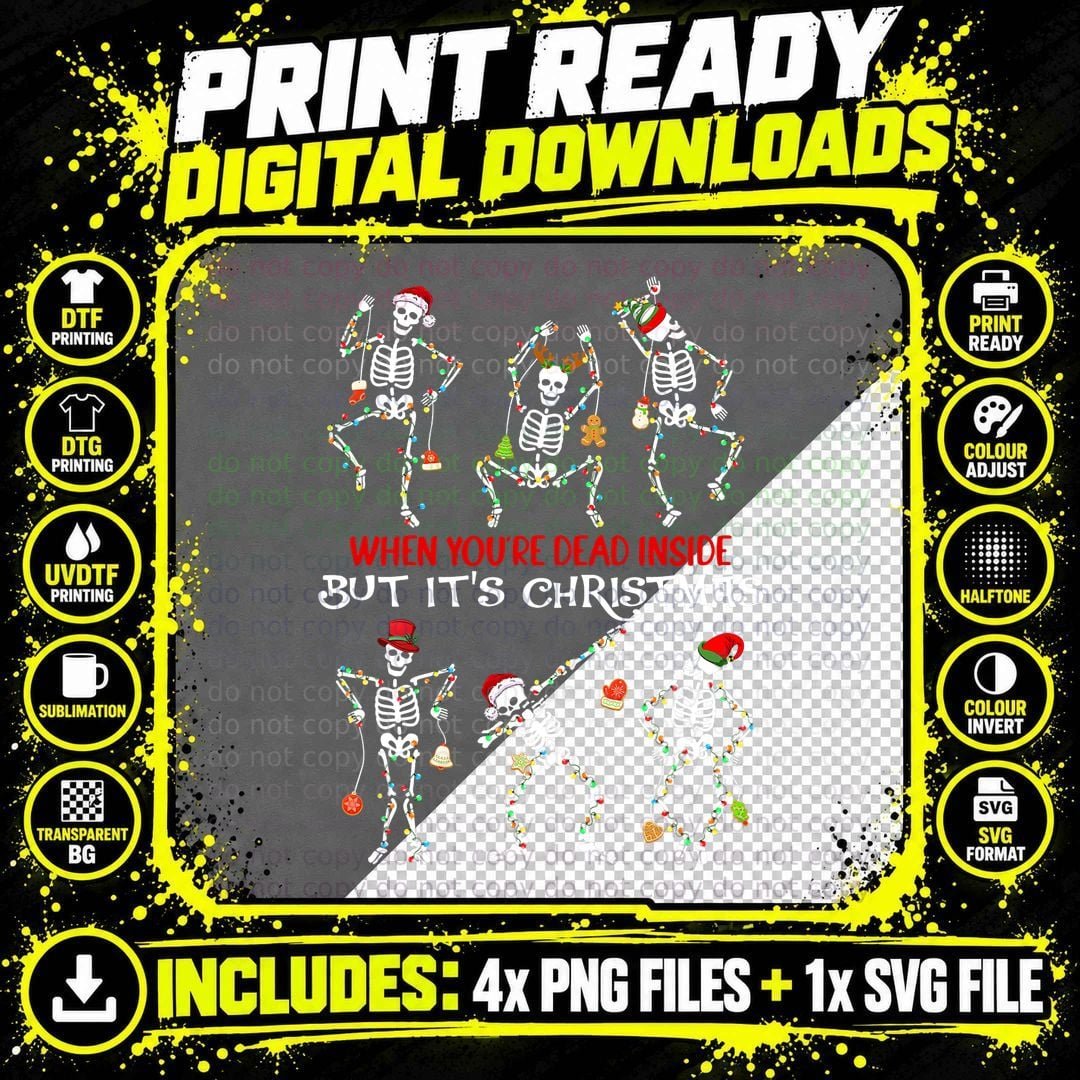 Skeleton Dabbing When You're Dead Inside but It's Png SVG Digital Bundle