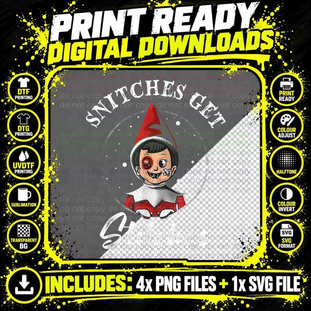 Snitches Get Stitches Christmas Funny T-Shirt Png SVG Digital Bundle