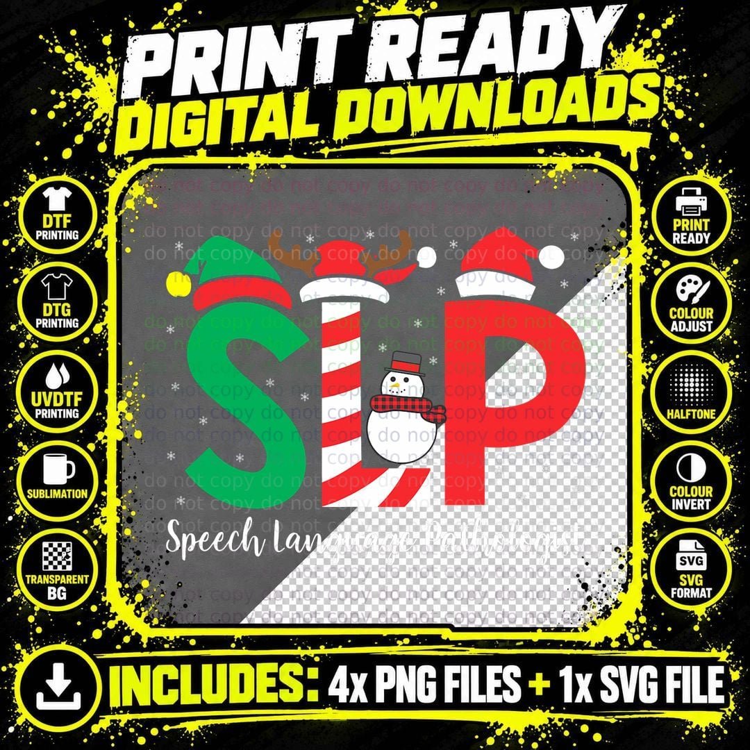Speech Language Pathologist SLP Merry Christmas Love Png SVG Digital Bundle