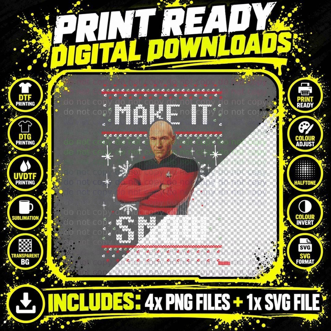 Star Trek Picard Ugly Christmas Sweater T-Shirt Png SVG Digital Bundle