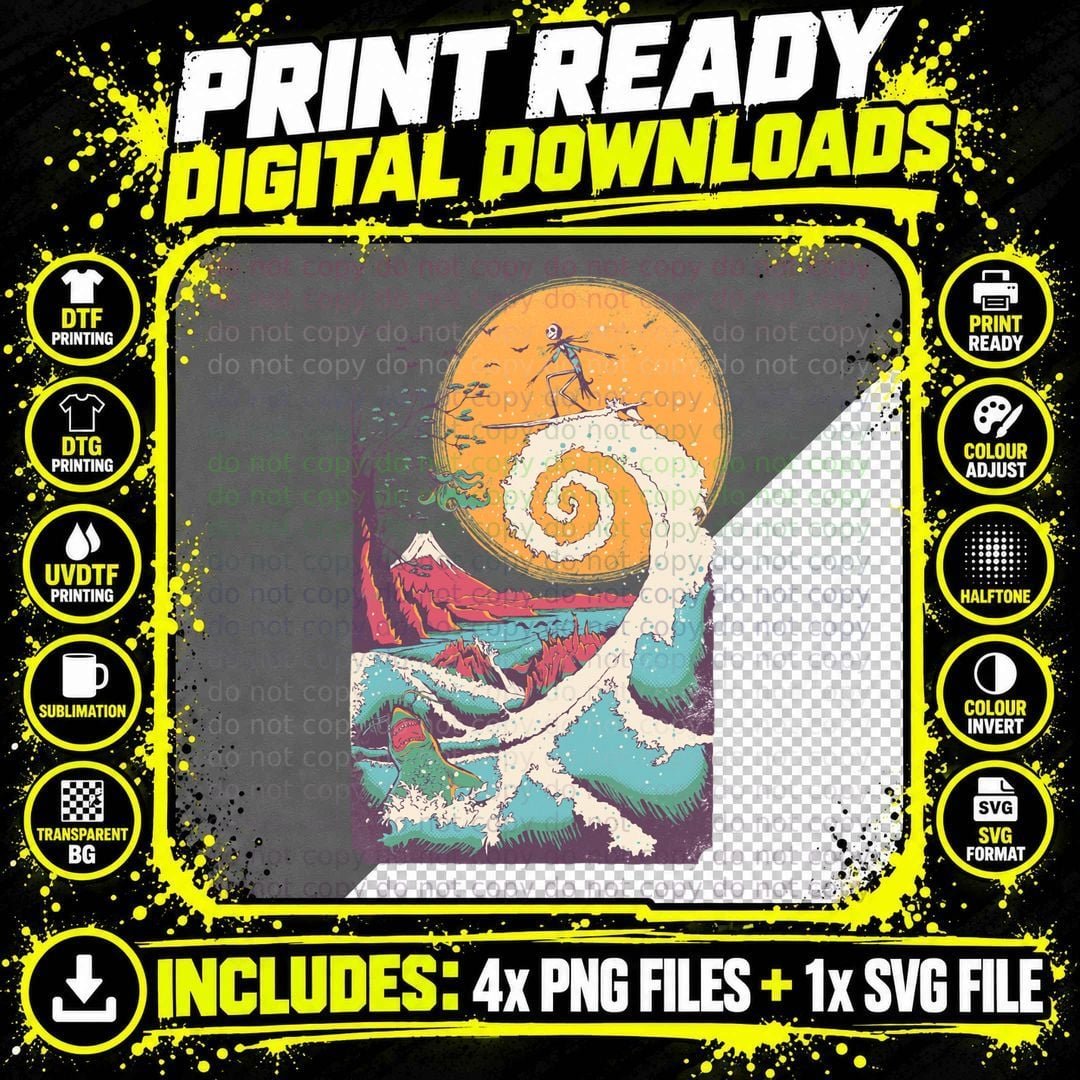 Surf Before Christmas Classic T-Shirt, Surfing Theme Png SVG Digital Bundle