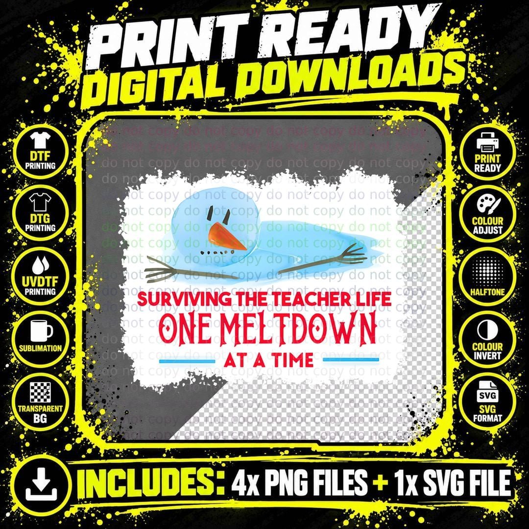 Surviving Teacher Life Meltdown Christmas Hoodie Png SVG Digital Bundle
