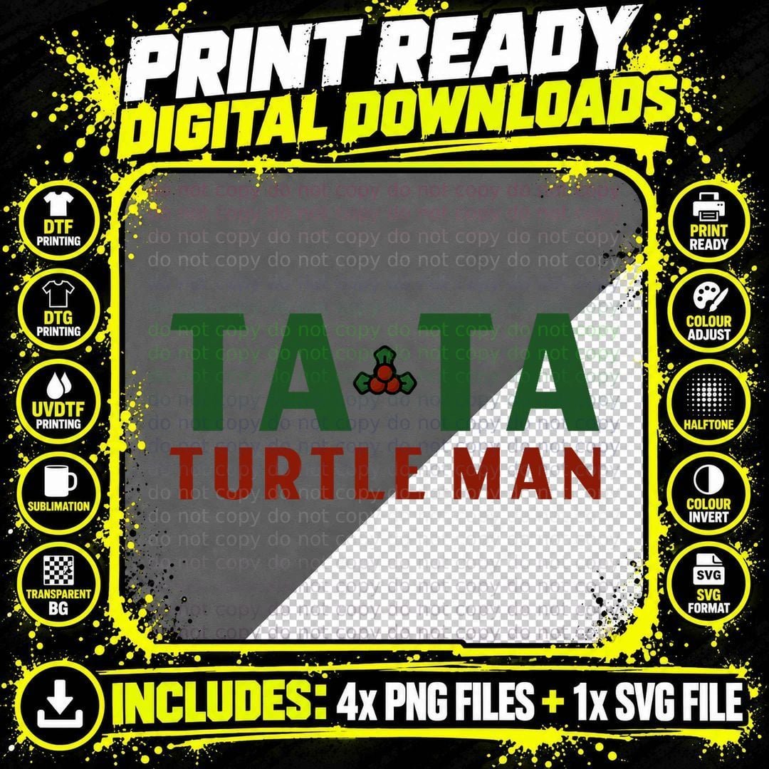 Ta Ta Turtle Man Christmas T-Shirt, Funny Holiday Design Png SVG Digital Bundle