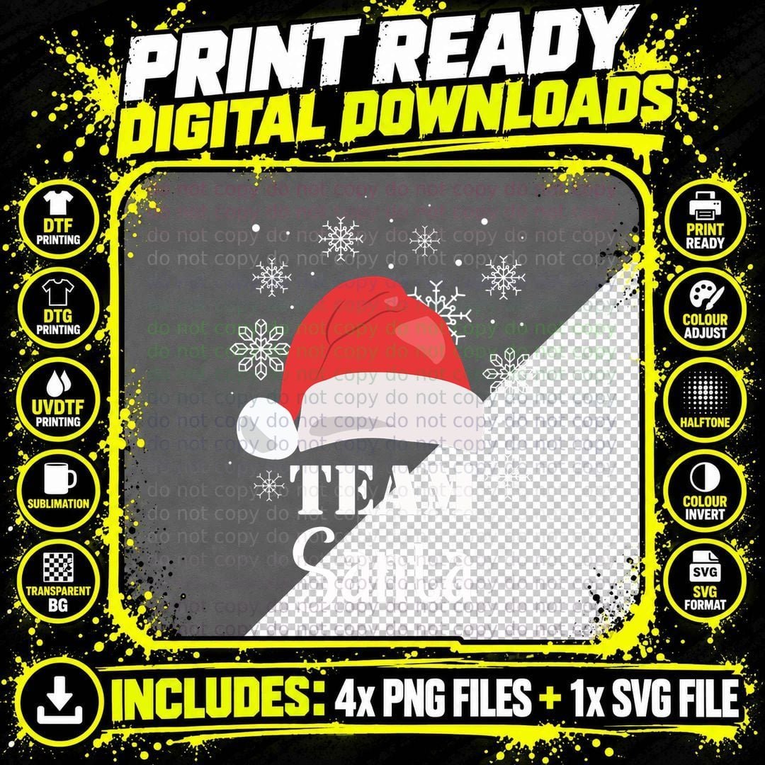 Team Santa Christmas Squad Pajama T-Shirt Png SVG Digital Bundle