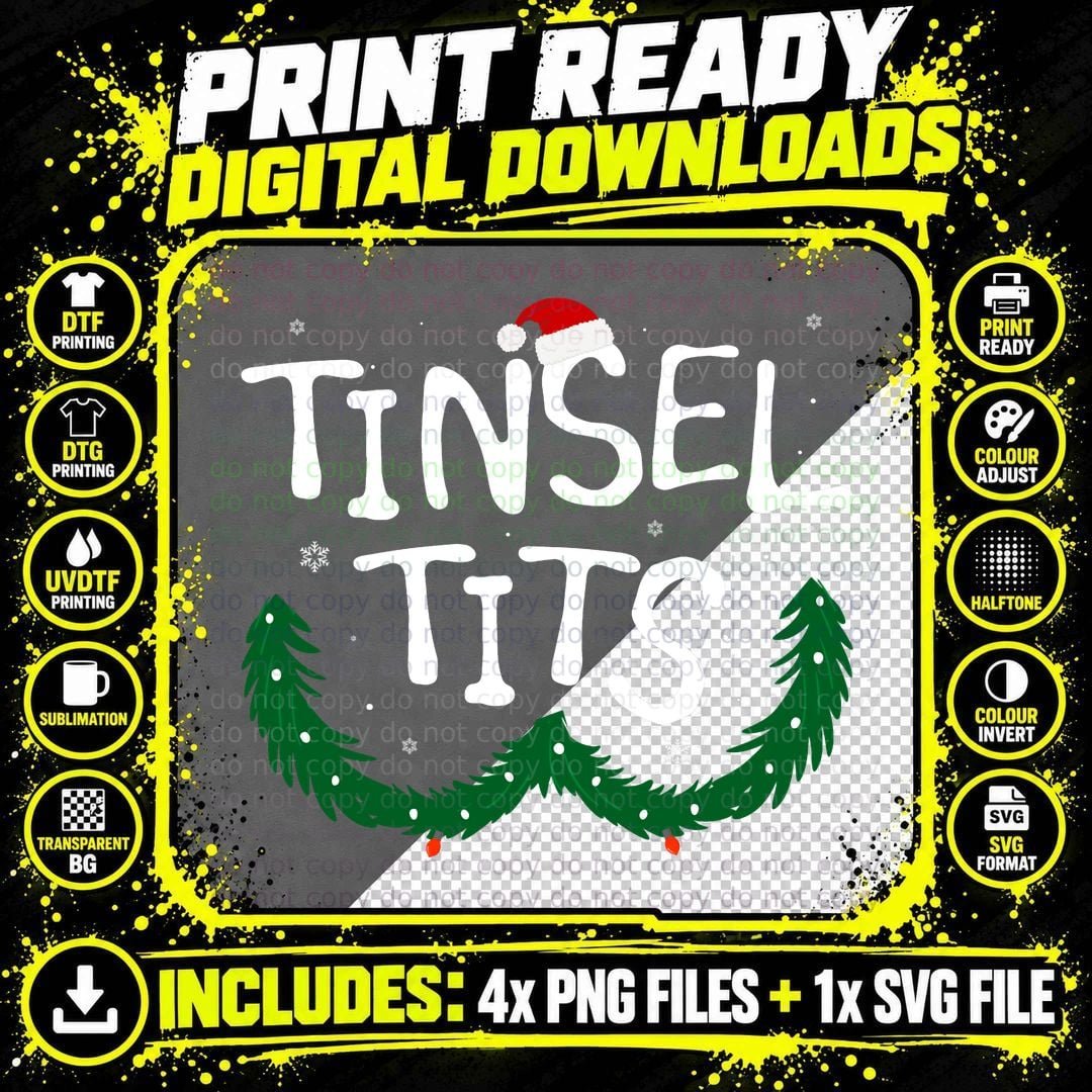 Tinsel Tits and Jingle Balls Funny Christmas T-Shirt Png SVG Digital Bundle
