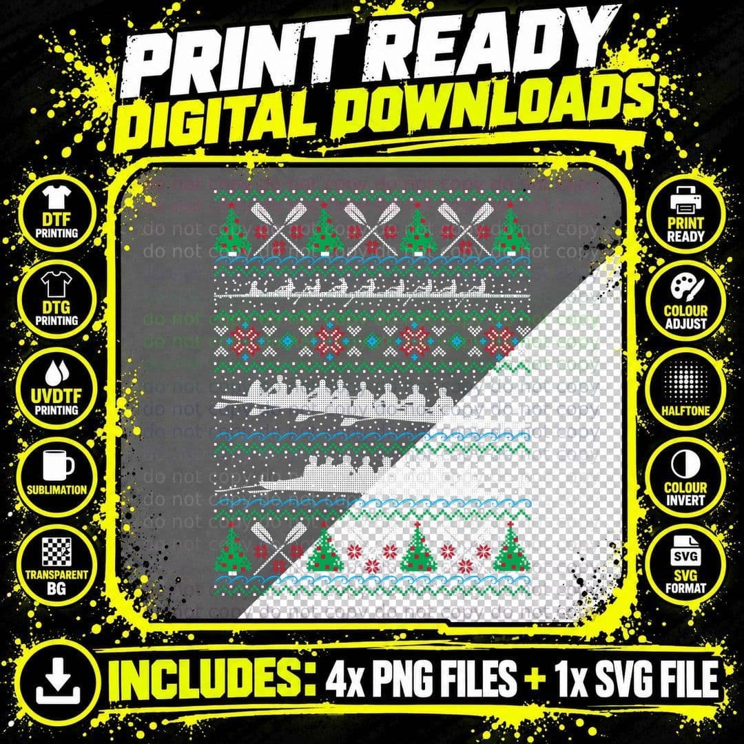Ugly Christmas Sweater Crew Sweatshirt Png SVG Digital Bundle