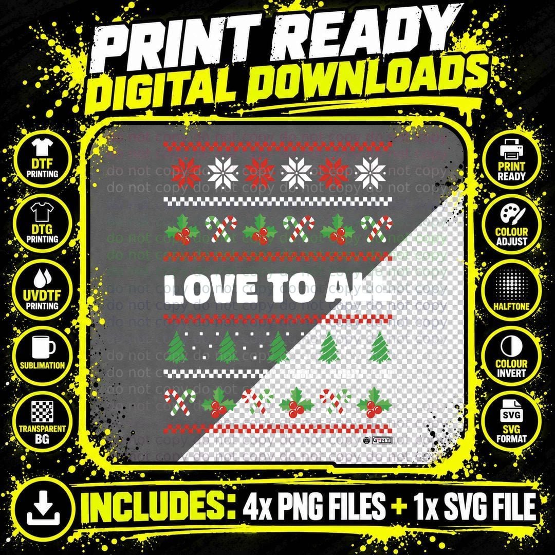 Ugly Christmas Sweater T-Shirt, Festive Holiday Print Png SVG Digital Bundle