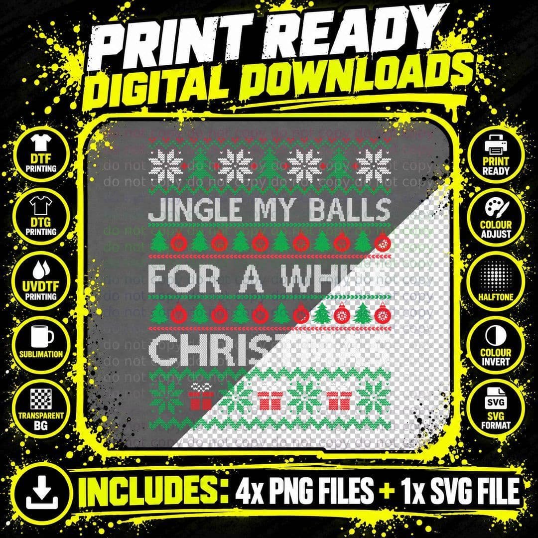 Ugly Christmas Sweater T-Shirt, Festive Holiday Print Png SVG Digital Bundle