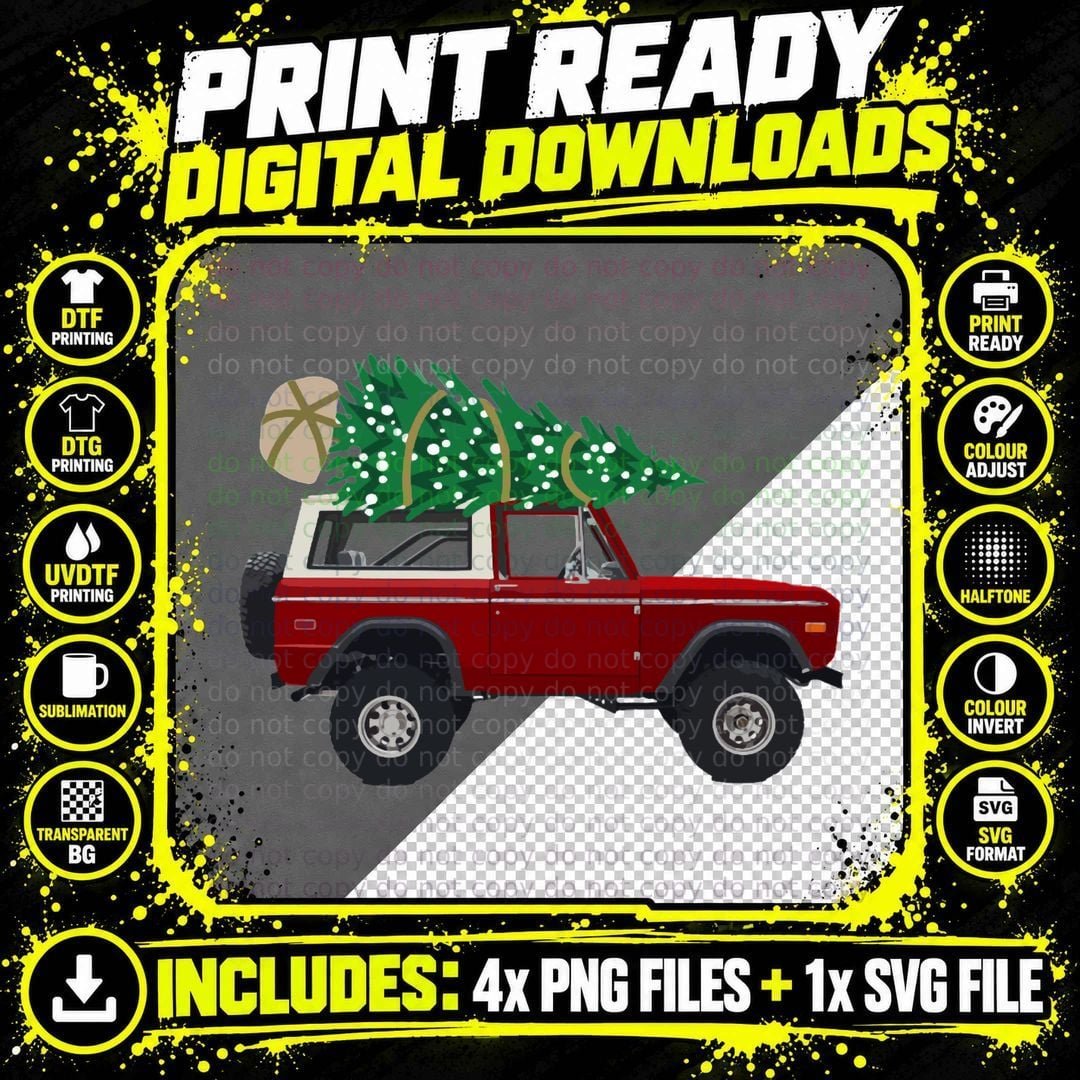 Vintage Bronco Christmas Classic T-Shirt Png SVG Digital Bundle