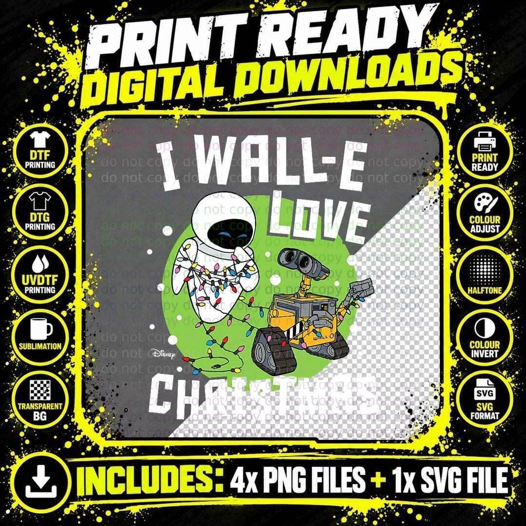Wall-E Love Christmas T-Shirt, Holiday Christmas Png SVG Digital Bundle