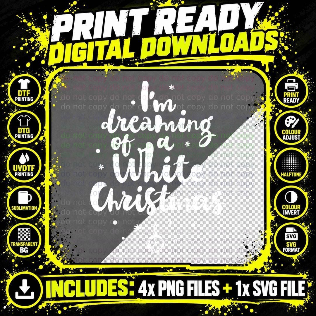 White Christmas T-Shirt, Winter Holiday Theme Png SVG Digital Bundle