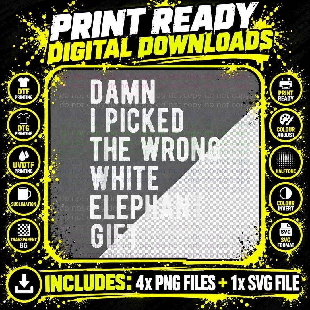 White Elephant Joke T-Shirt, Funny Christmas Party Humor Png SVG Digital Bundle