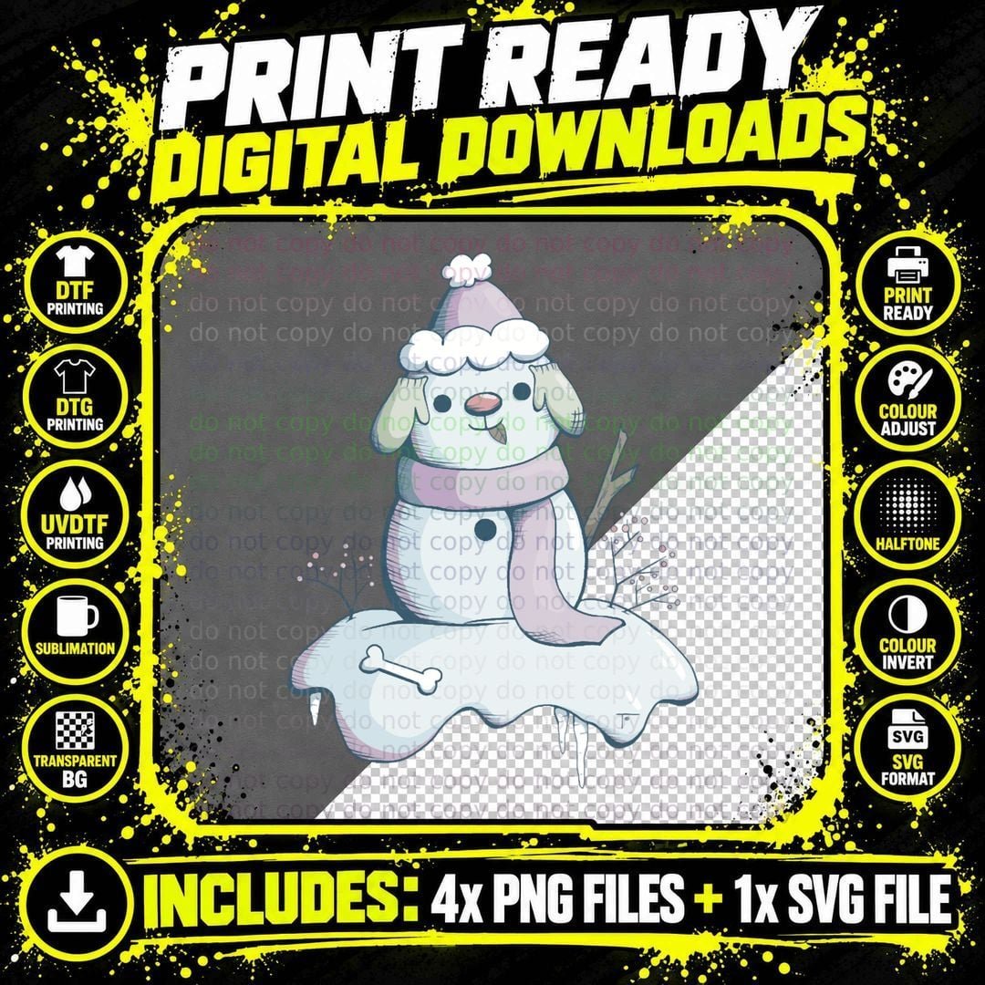 Winter Snow Pup Classic T-Shirt, Festive Holiday Print Png SVG Digital Bundle