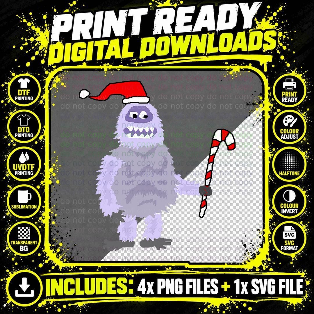 Abominable Snowman Christmas T-Shirt Png SVG Digital Bundle