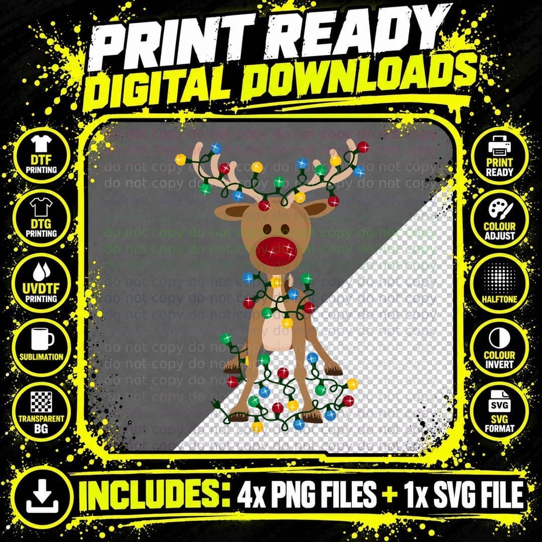 Adorable Reindeer T-Shirt, Festive Christmas Theme Png SVG Digital Bundle