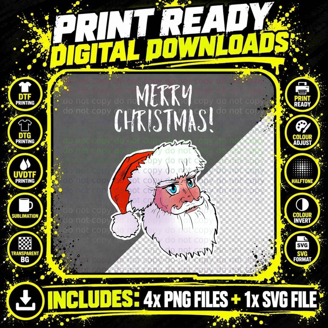 Anime Santa Claus T-Shirt, Merry Christmas Png SVG Digital Bundle