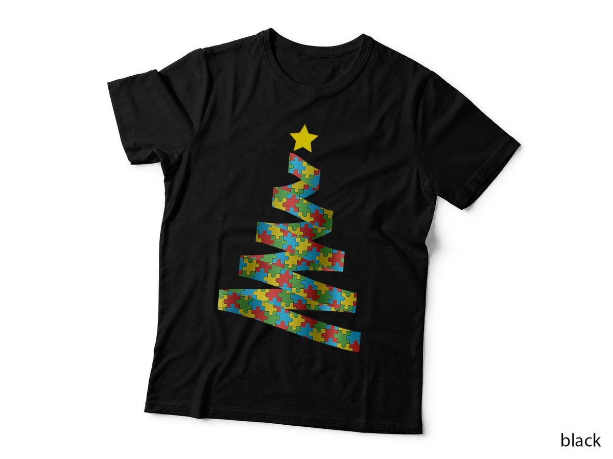 Autism Awareness Merry Christmas Puzzle T-Shirt, Holiday Xmas Print