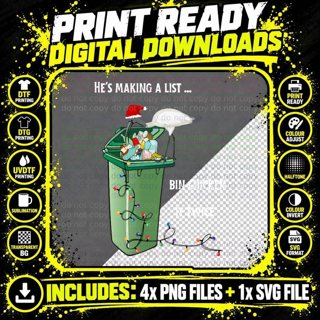 Bin Chicken Christmas T-Shirt, Holiday Humor Png SVG Digital Bundle