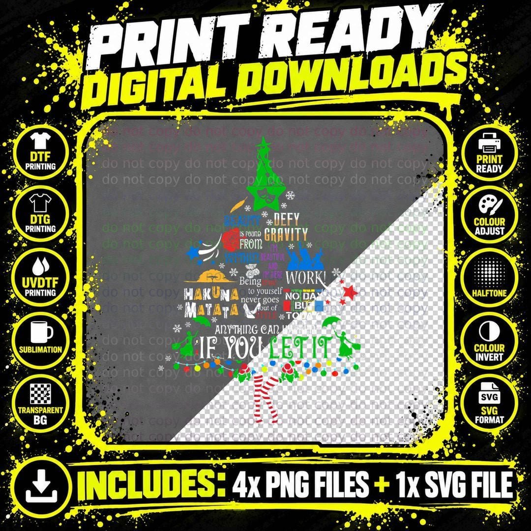 Broadway Musical Theatre Christmas Tree T-Shirt Png SVG Digital Bundle