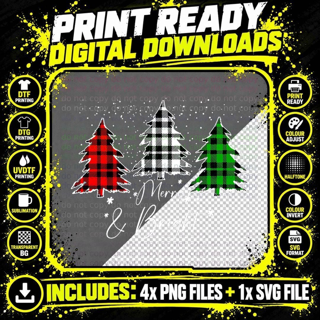 Buffalo Plaid Christmas Tree T-Shirt Png SVG Digital Bundle