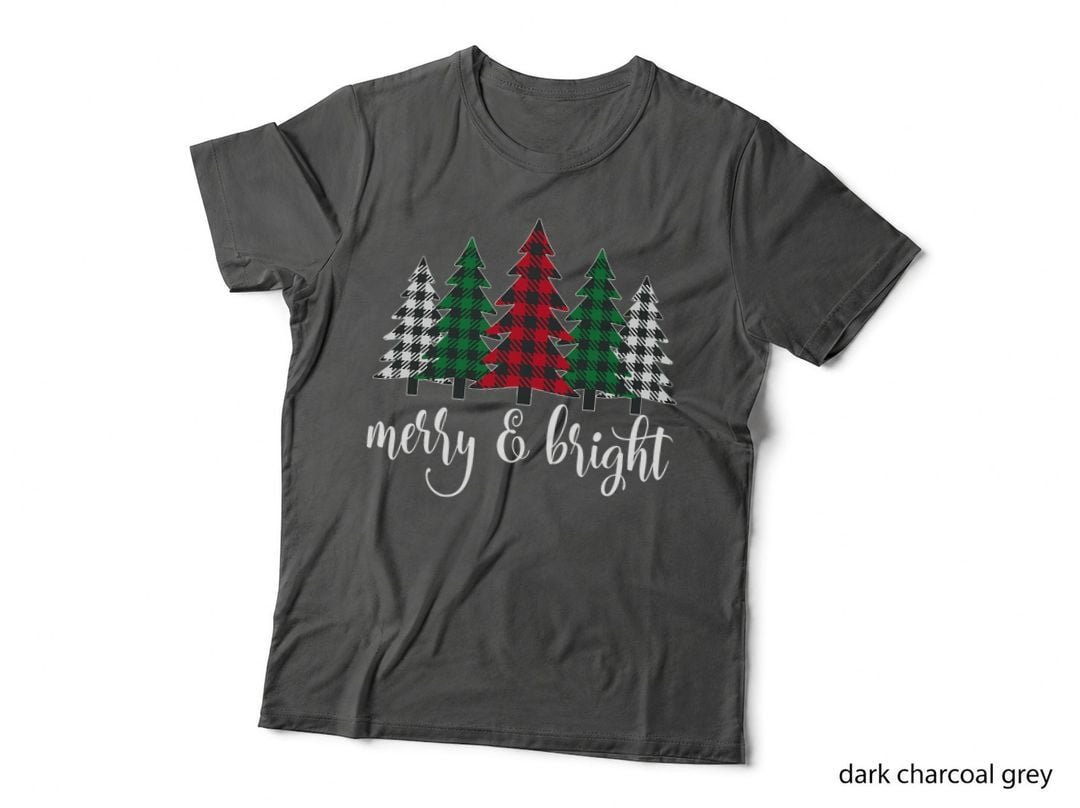Buffalo Plaid Christmas Trees T-Shirt, Festive Holiday Print