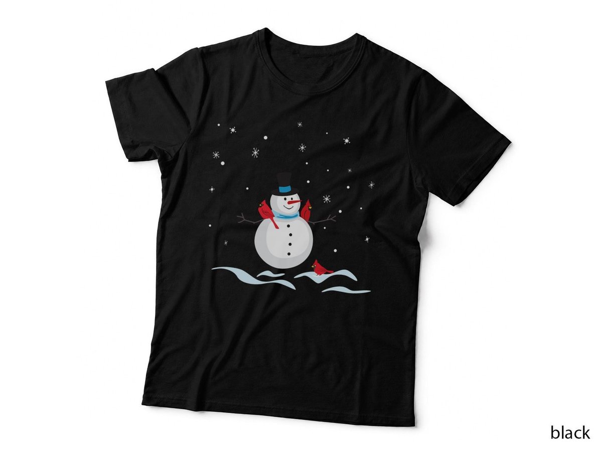Cardinal Snowman Christmas T-Shirt, Festive Winter Scene, Holiday Gift Idea