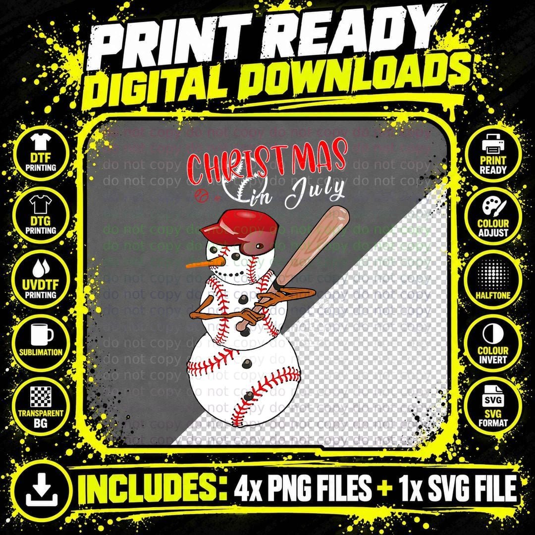 Christmas Baseball Snowman T-Shirt Png SVG Digital Bundle