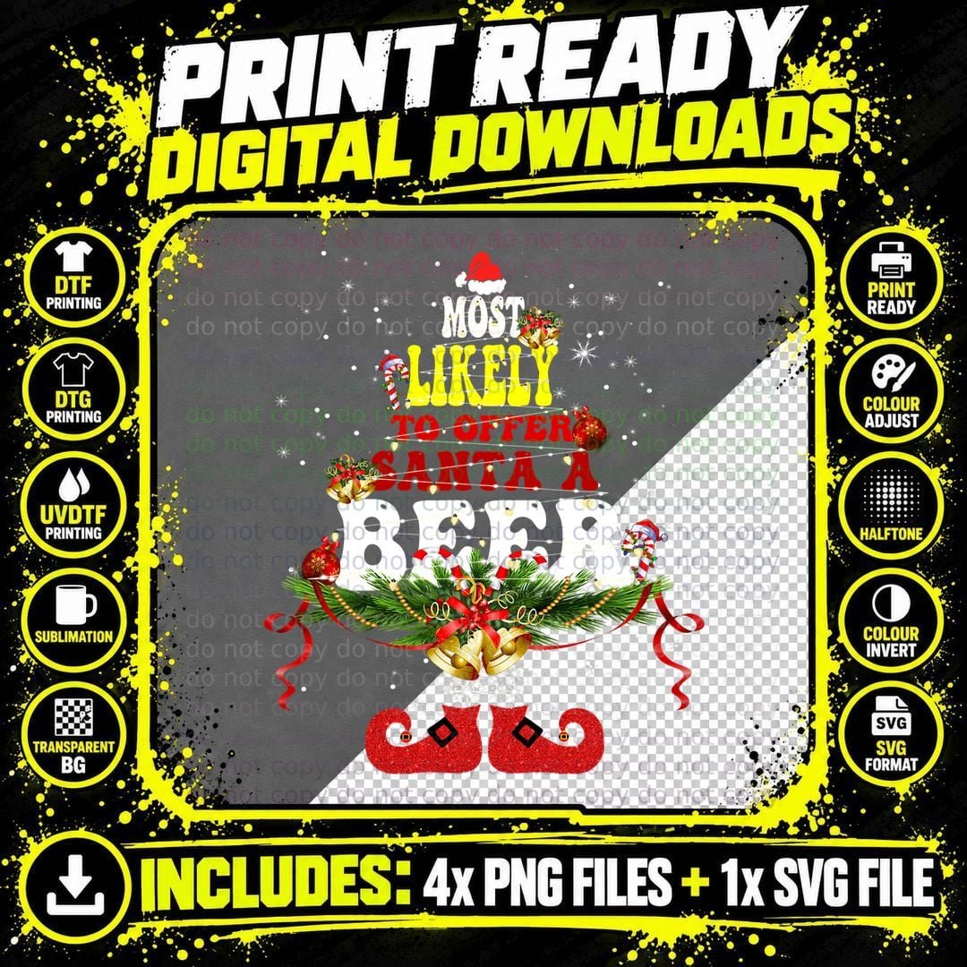 Christmas Beer Drinking Santa T-Shirt, Holiday Humor Png SVG Digital Bundle