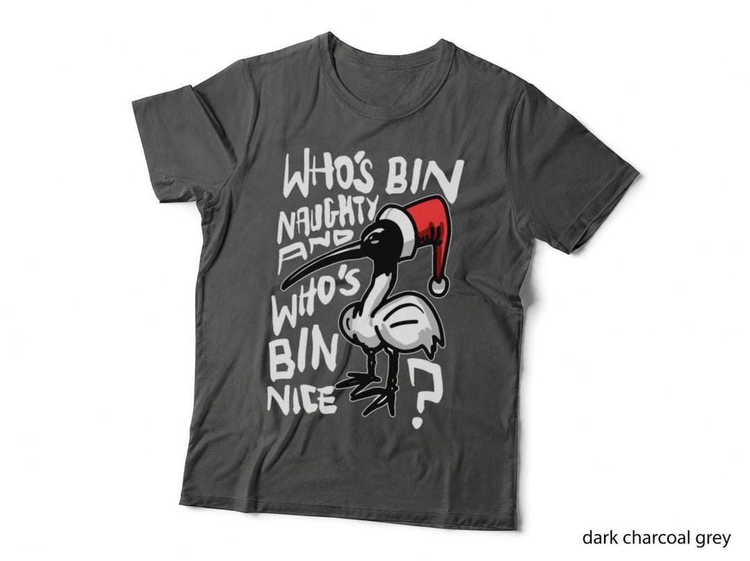 Christmas Bin Chicken T-Shirt, Aussie Christmas, Festive Animal Print