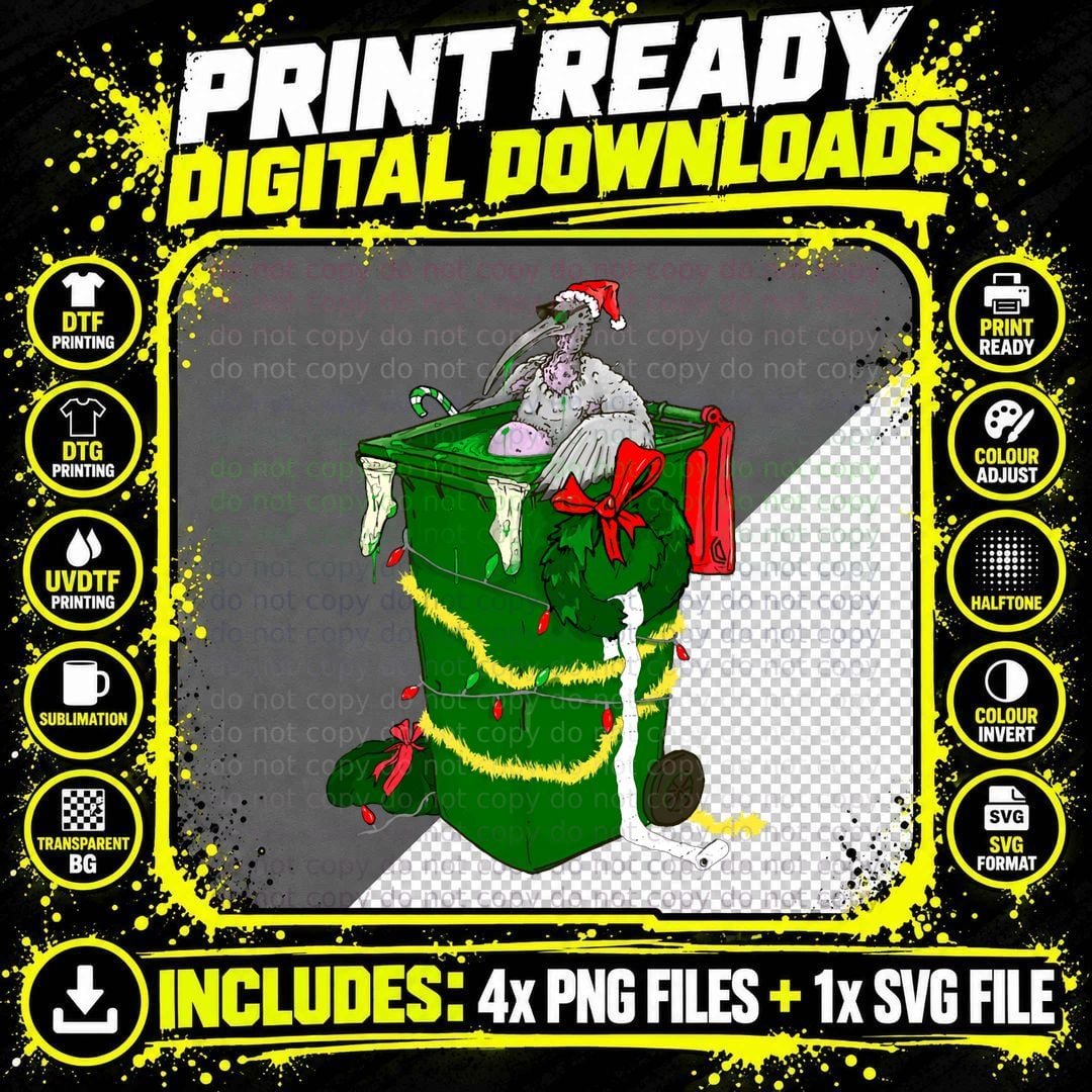 Christmas Bin Chicken T-Shirt, Festive Holiday Print Png SVG Digital Bundle