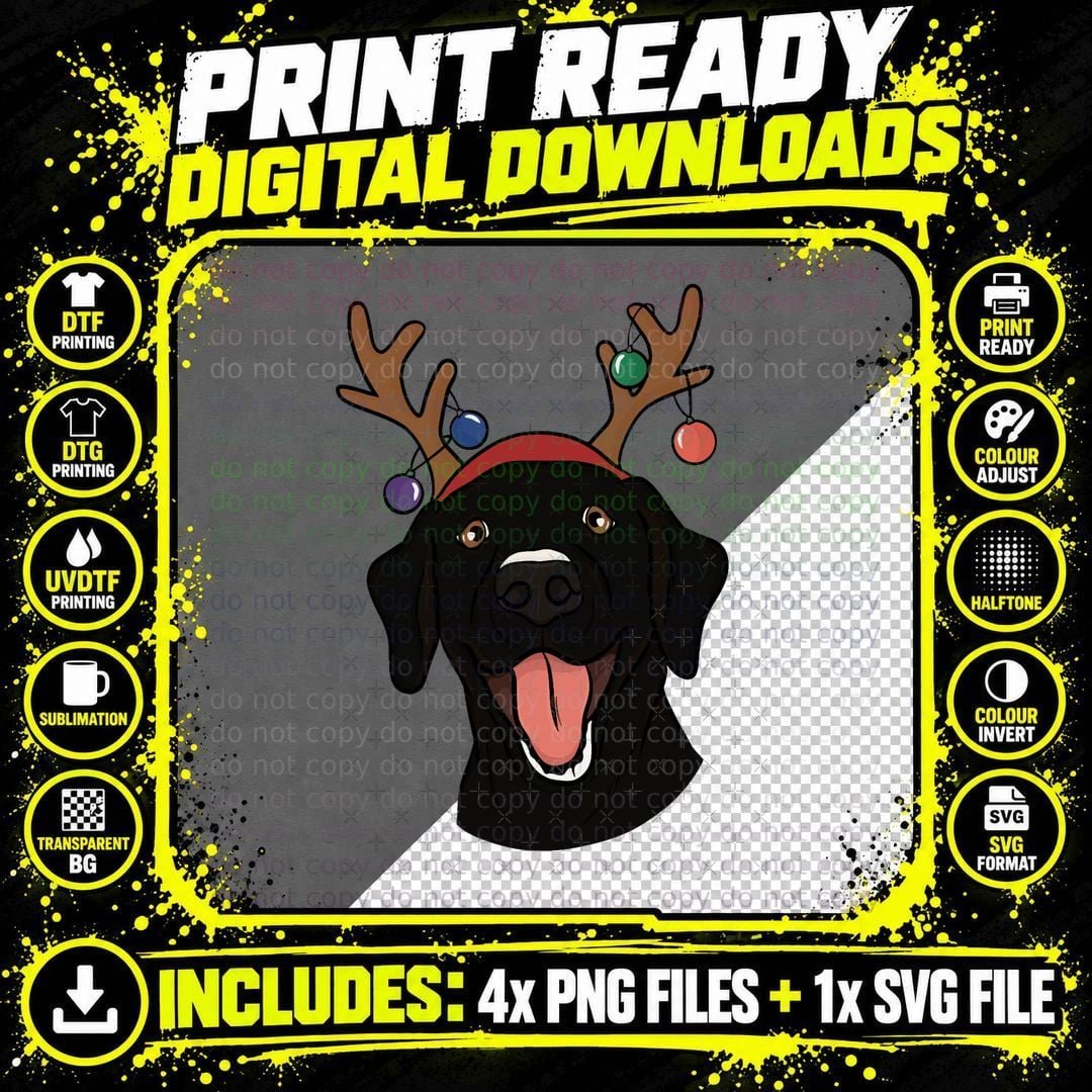 Christmas Black Lab T-Shirt, Festive Holiday Design Png SVG Digital Bundle