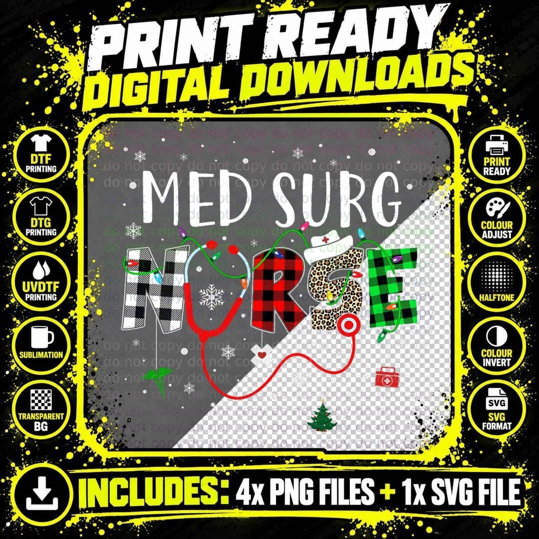 Christmas Buffalo Plaid Nurse T-Shirt Png SVG Digital Bundle