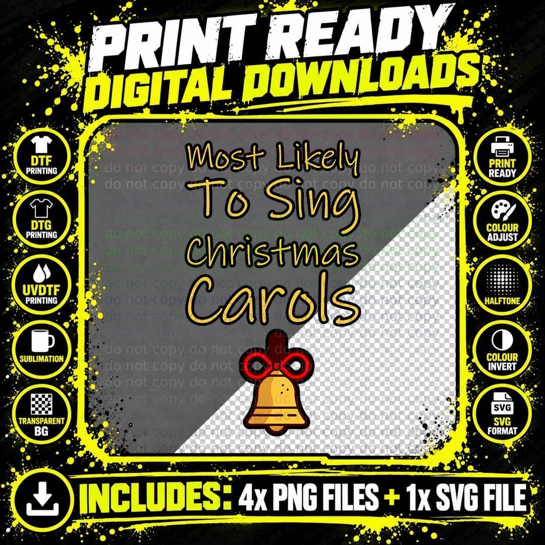 Christmas Carols T-Shirt, Festive Holiday Print Png SVG Digital Bundle