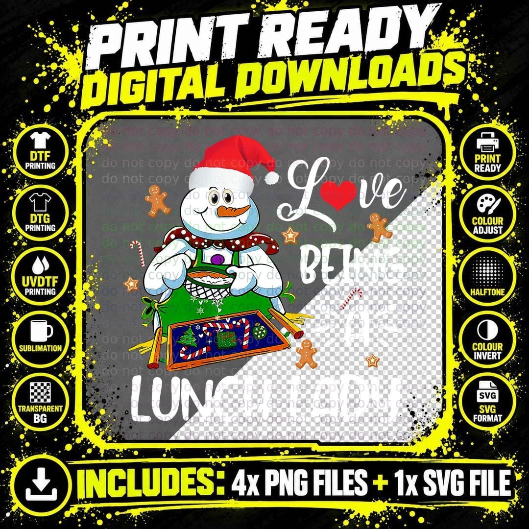 Christmas Chef Snowman Lunch Lady T-Shirt Png SVG Digital Bundle
