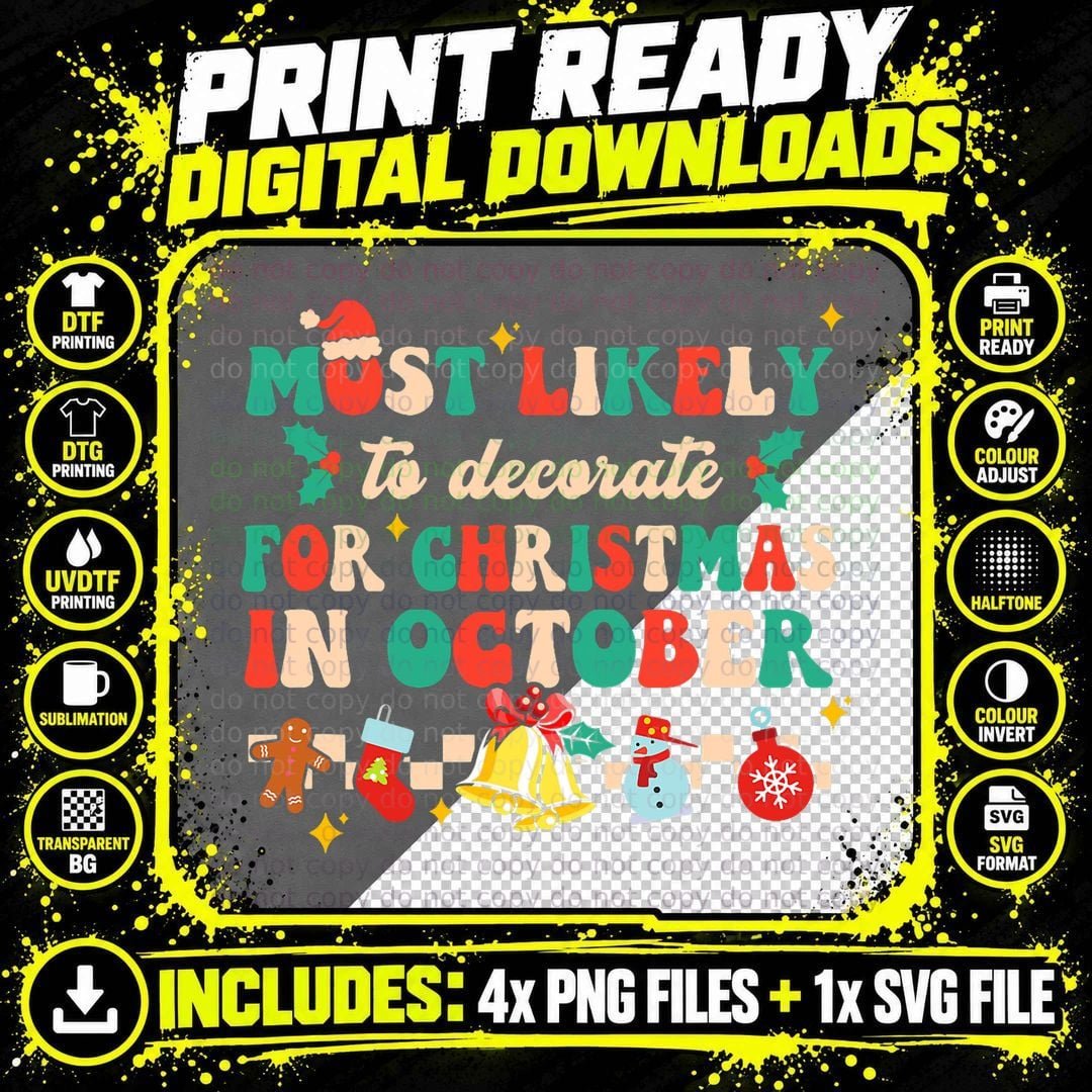 Christmas Decorations T-Shirt, Holiday Season Theme Png SVG Digital Bundle